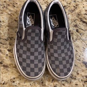 Vans kids slip on checkerboard grey and black